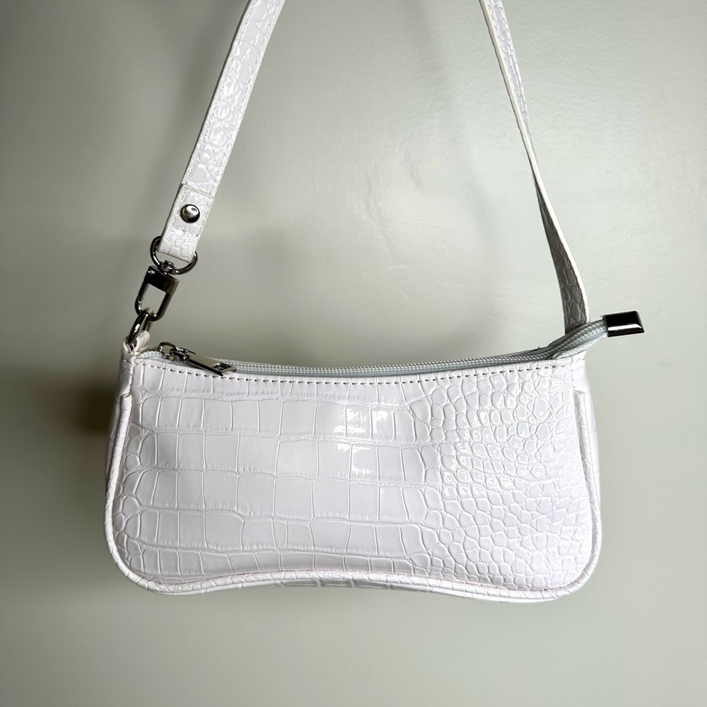 New Elegant White Crocodile-Embossed mini Shoulder Bag